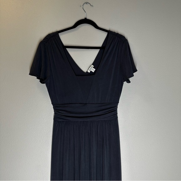 Sundance Square Neck Midi Dress Short Flare Sleeves Gathered Waist Size M Women - Picture 3 of 10